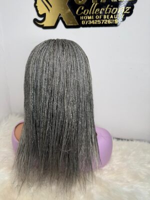 22 inch micro twist wig – grey closure wig