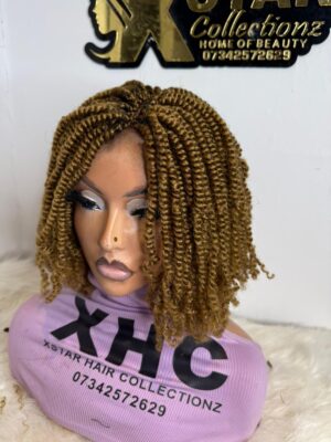 10 inches kinky curly wig – 2x4 lace wig color 27
