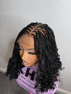 12 inches boho knotless braids wig – full lace wig color 1
