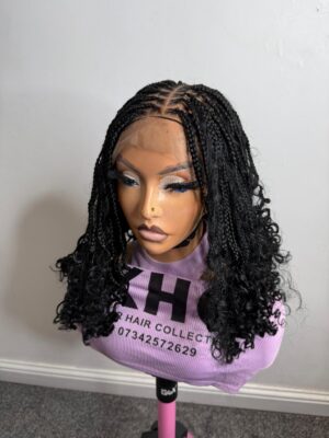 12 inches boho knotless braids wig – 5x5 lace wig color 1