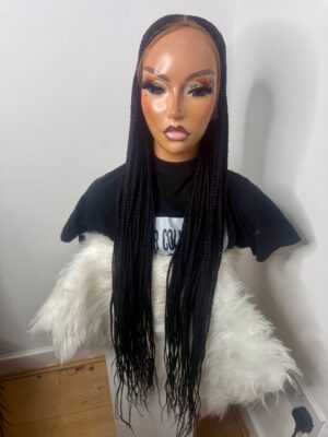 32 inches two step braids wig – black & dark purple