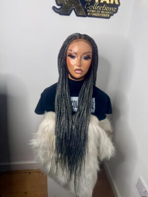 34 inches knotless braids wig – grey