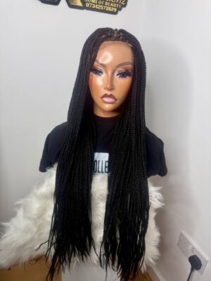 34 inches knotless braids wig – 4x4 closure wig color 1experience effortless beauty with this luxurious 34 inches knotless braids wig from xstar collectionz. expertly handcrafted with neat and lightweight knotless braids, this wig features a premium 4x4 closure lace that delivers a natural looking scalp finish while ensuring comfort and versatility. styled in classic color 1, this wig showcases a rich natural black tone that gives a sleek, timeless, and elegant appearance suitable for every skin tone and occasion. the extra long 34 inch length adds fullness, movement, and glamour, making it the perfect protective hairstyle for women who love bold and sophisticated braided looks. this 4x4 closure knotless braided wig is beginner friendly, easy to maintain, and ready to wear instantly, helping you achieve a flawless salon quality look without spending hours styling your hair.